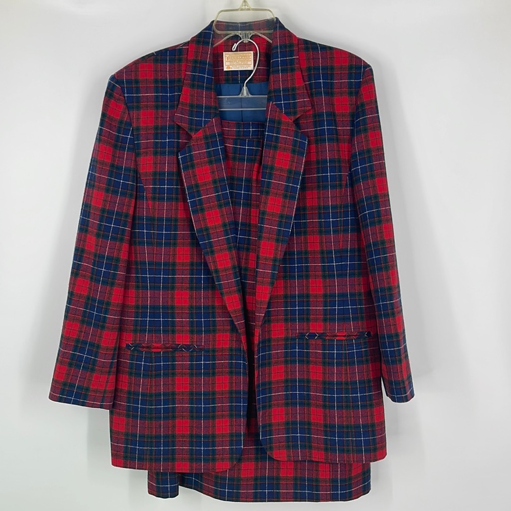 Pendleton Red And Blue Squared Pattern 100% Virgi… - image 2
